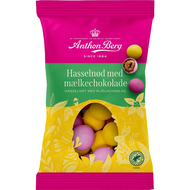 Hovedbilde Anthon Berg Hasselnøtteegg 80g, 36 stk pr kartong